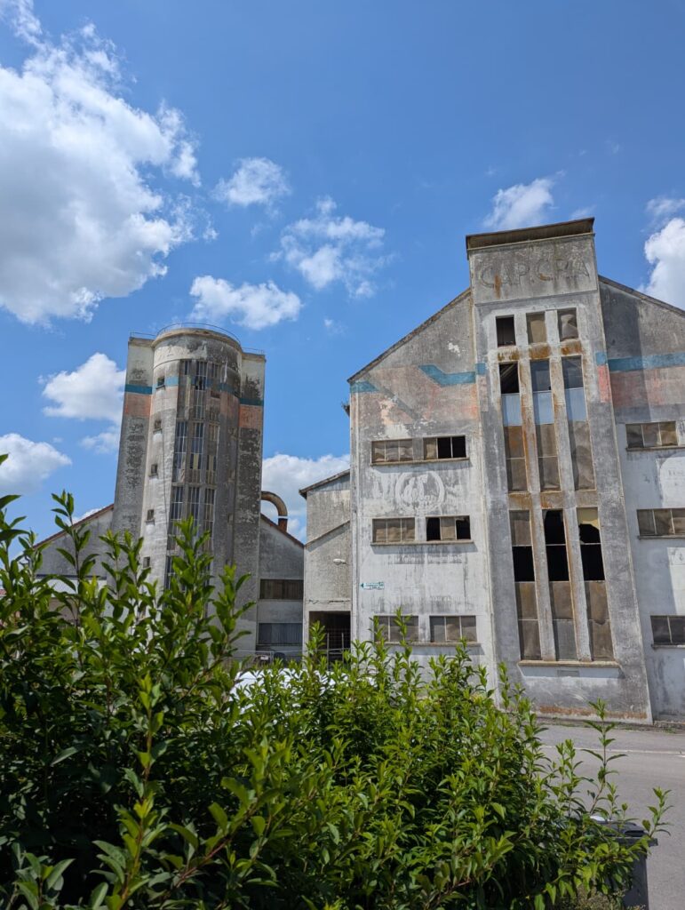 A French factory in ruin.