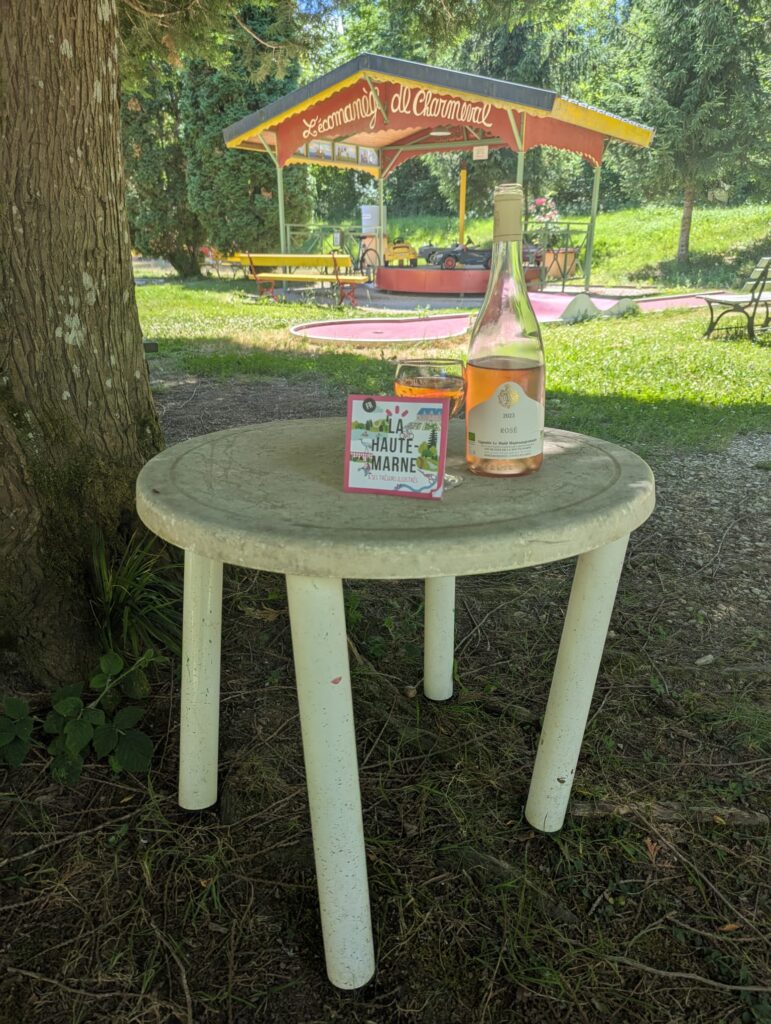 A bottle of wine on a table in Haute Marne.
